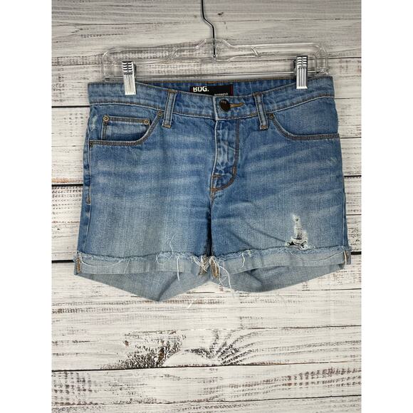 BDG Pants - BDG Boyfriend Denim Shorts Light Wash size 25 Cuffed Raw Hem 3.5” Relaxed Cotton
